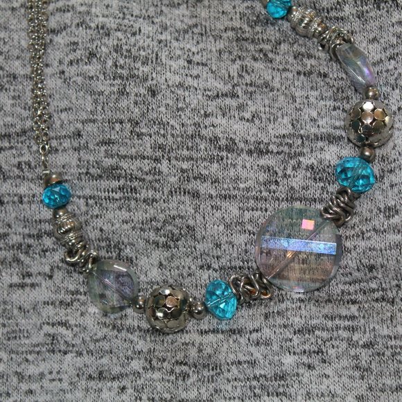 Blue Silver and Glass Necklace - Picture 1 of 4